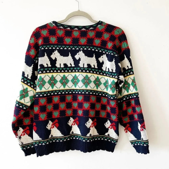 Bonnie Nobel Vintage‎ Scottie Dog Sweater Size 11 Cotton Knit 90s Preppy Grandma - Picture 2 of 7